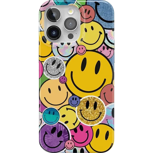 All Smiles | Smiley Face Sticker Case iPhone Case get.casely Classic + MagSafe® iPhone 15 Pro Max