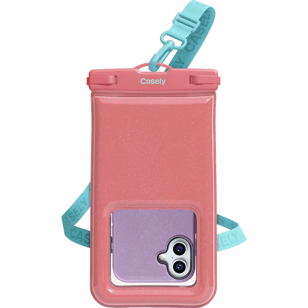 AquaBuddy | Starfish Wishes Coral Pink Shimmer Waterproof Phone Pouch AquaBuddy get.casely