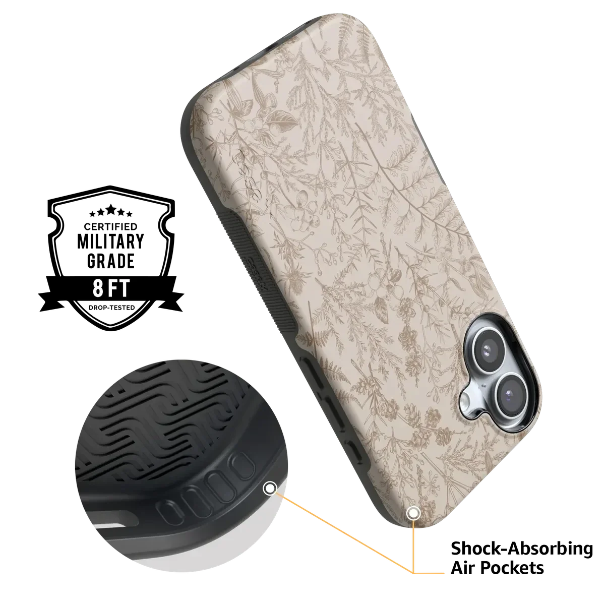 Beige Garden | Neutral Floral Case iPhone Case get.casely