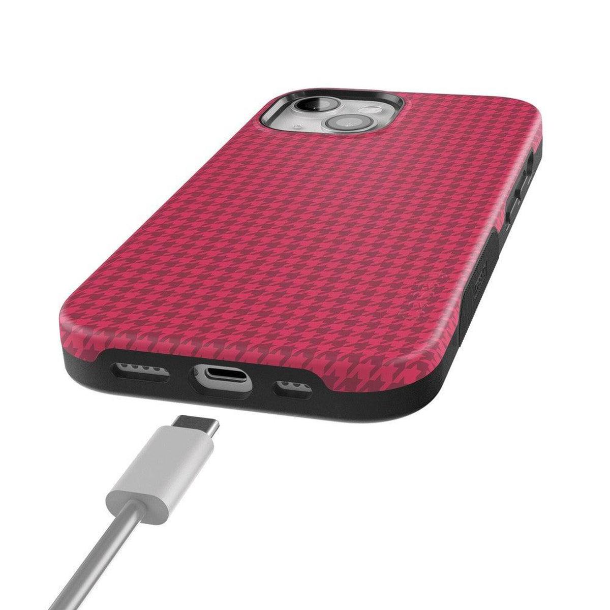 Best Dressed | Pink Houndstooth Case iPhone Case get.casely
