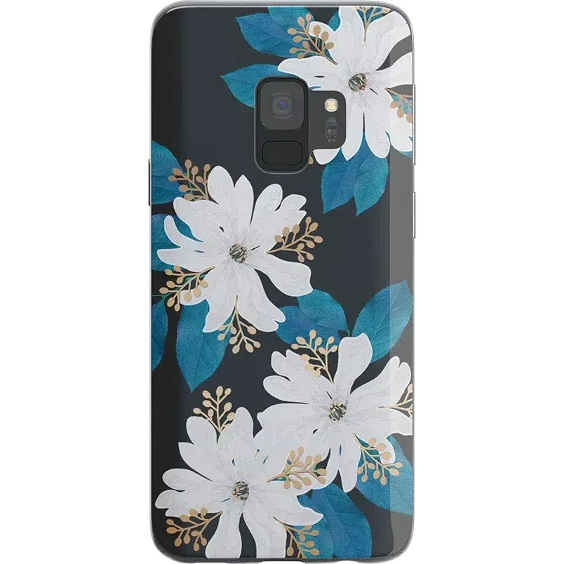 Blue and Gold Clear Floral Samsung Case Samsung Case get.casely Classic Galaxy S9 Plus