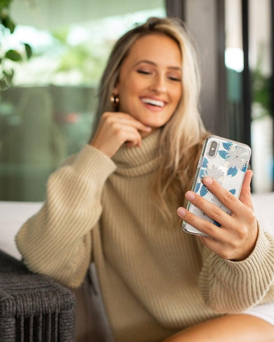 Blue and Gold Clear Floral Samsung Case Samsung Case get.casely