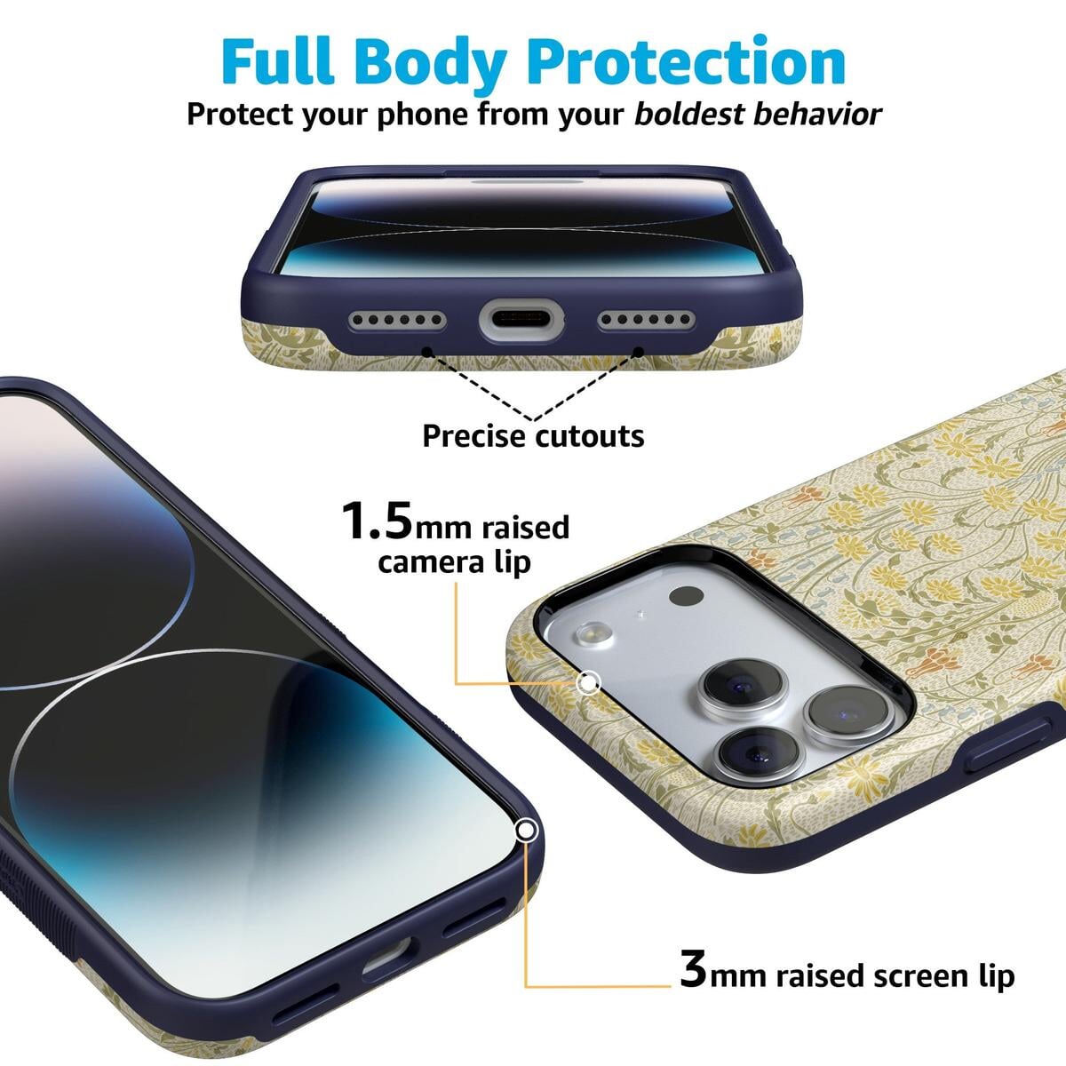 Boho Blooms | Golden Floral Case iPhone Case get.casely