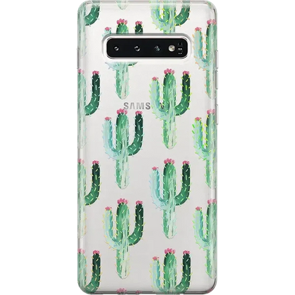 Cactus Patterned Clear Floral Samsung Case Samsung Case get.casely Classic Galaxy S10 Plus