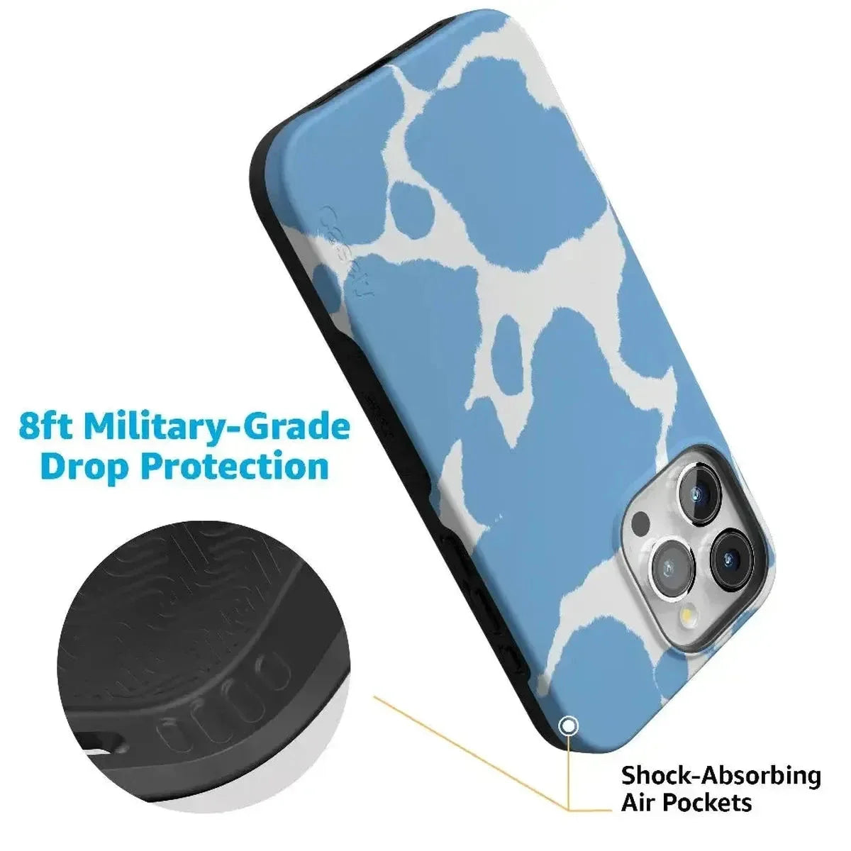 Current MOOd | Light Blue Cow Print Case iPhone Case get.casely