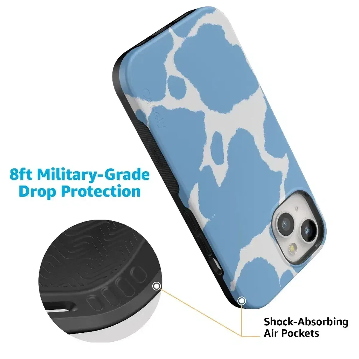 Current MOOd | Light Blue Cow Print Case iPhone Case get.casely