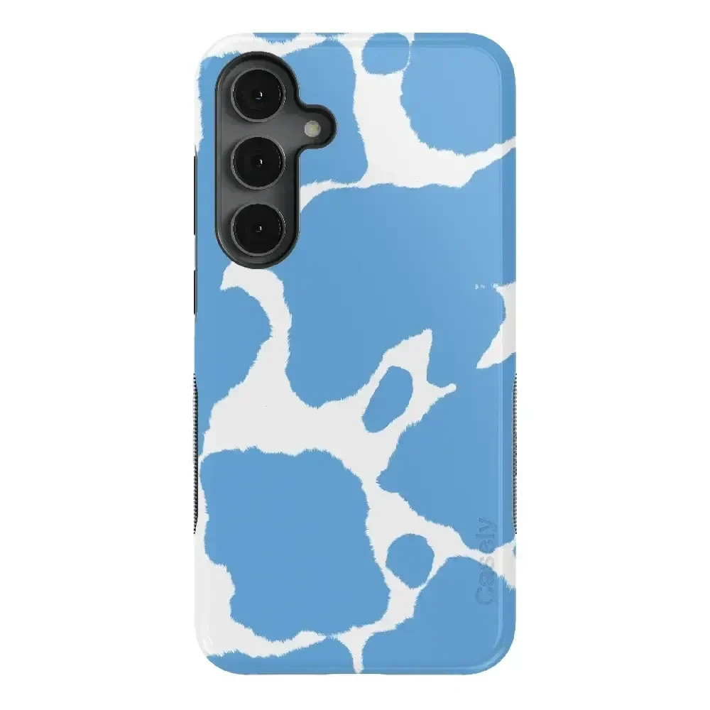 Current MOOd | Light Blue Cow Print Samsung Case Samsung Case Casetry Bold Flex + MagSafe® Galaxy S25 Plus