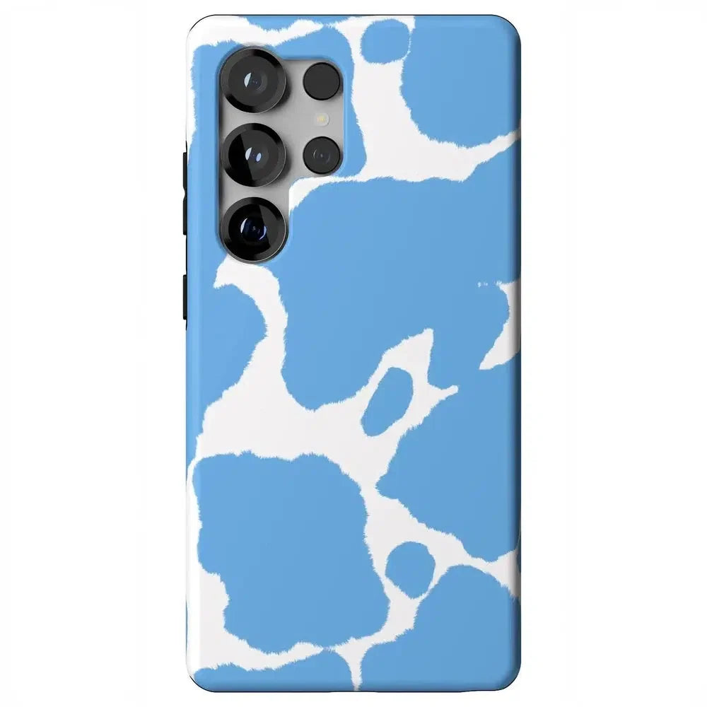 Current MOOd | Light Blue Cow Print Samsung Case Samsung Case Casetry Essential + MagSafe® Galaxy S25 Ultra