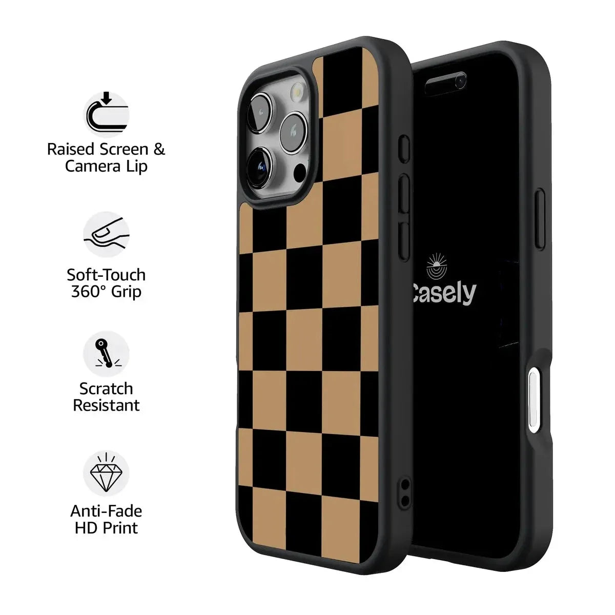 Fit Check | Black & Brown Checkerboard Case iPhone Case get.casely