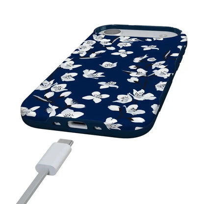 Floral Forest | Navy Cherry Blossom Floral Case iPhone Case get.casely