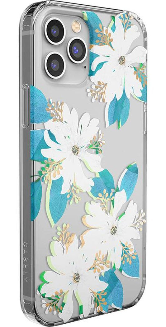 Forget Me Not | Blue and Gold Clear Floral Case iPhone Case get.casely