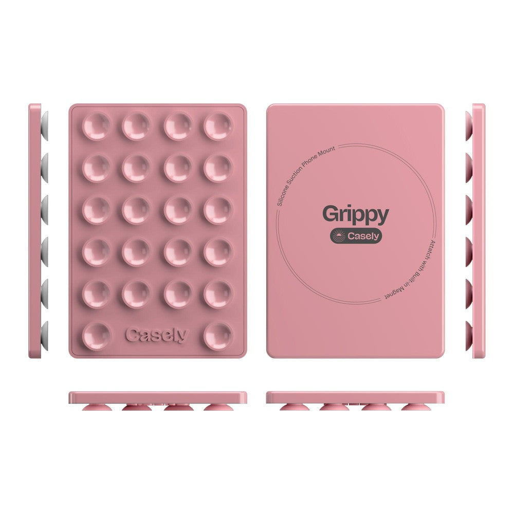 Grippy | Pink Silicone Suction Phone Mount with MagSafe Grippy get.casely