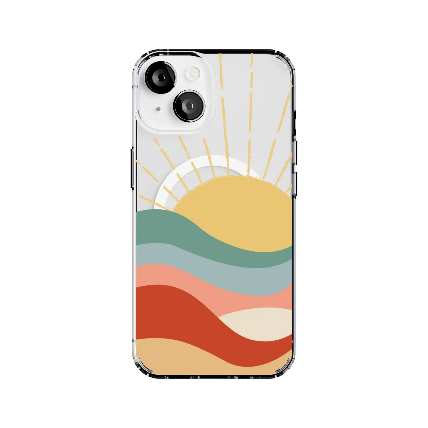 Here Comes the Sun | Colorblock Sunset Case iPhone Case get.casely Clear + MagSafe® iPhone 14