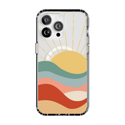 Here Comes the Sun | Colorblock Sunset Case iPhone Case get.casely Clear + MagSafe® iPhone 15 Pro Max