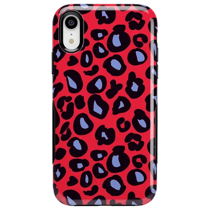 Into the Wild | Red & Blue Leopard Print Case iPhone Case get.casely Bold iPhone XR