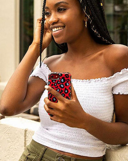 Into the Wild | Red & Blue Leopard Print Case iPhone Case get.casely