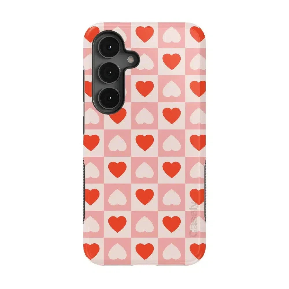 King of My Heart | Checkered Hearts Case Phone Case Casetry Bold Flex + MagSafe® Galaxy S25