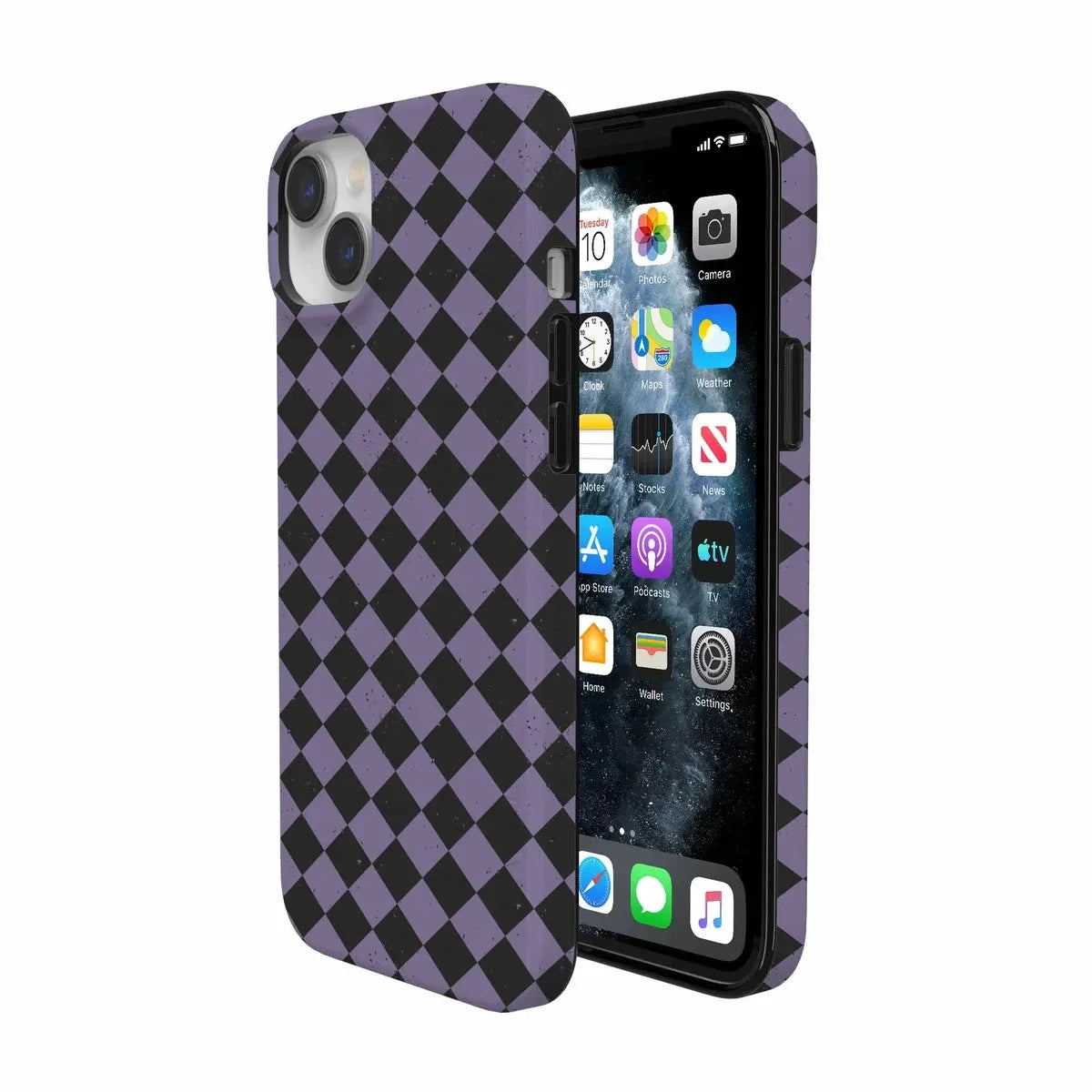 Midnight Hex | Purple Checkered Case Phone Case get.casely