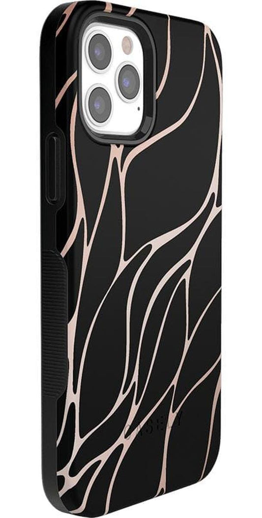 Midnight Ride | Black and Gold Metallic Waves Case iPhone Case get.casely