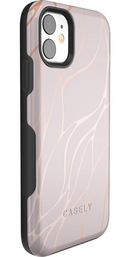 Midnight Ride | Pink and Gold Metallic Waves Case iPhone Case get.casely