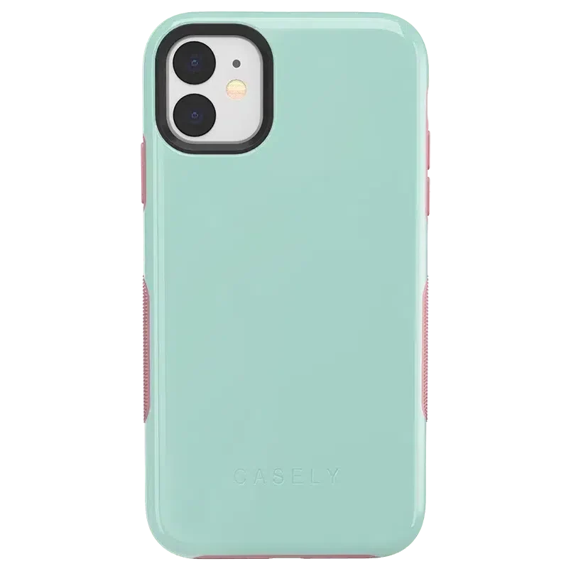 Mint Green on Pink | Ultra-Protective Bold Case iPhone Case get.casely Bold iPhone 11