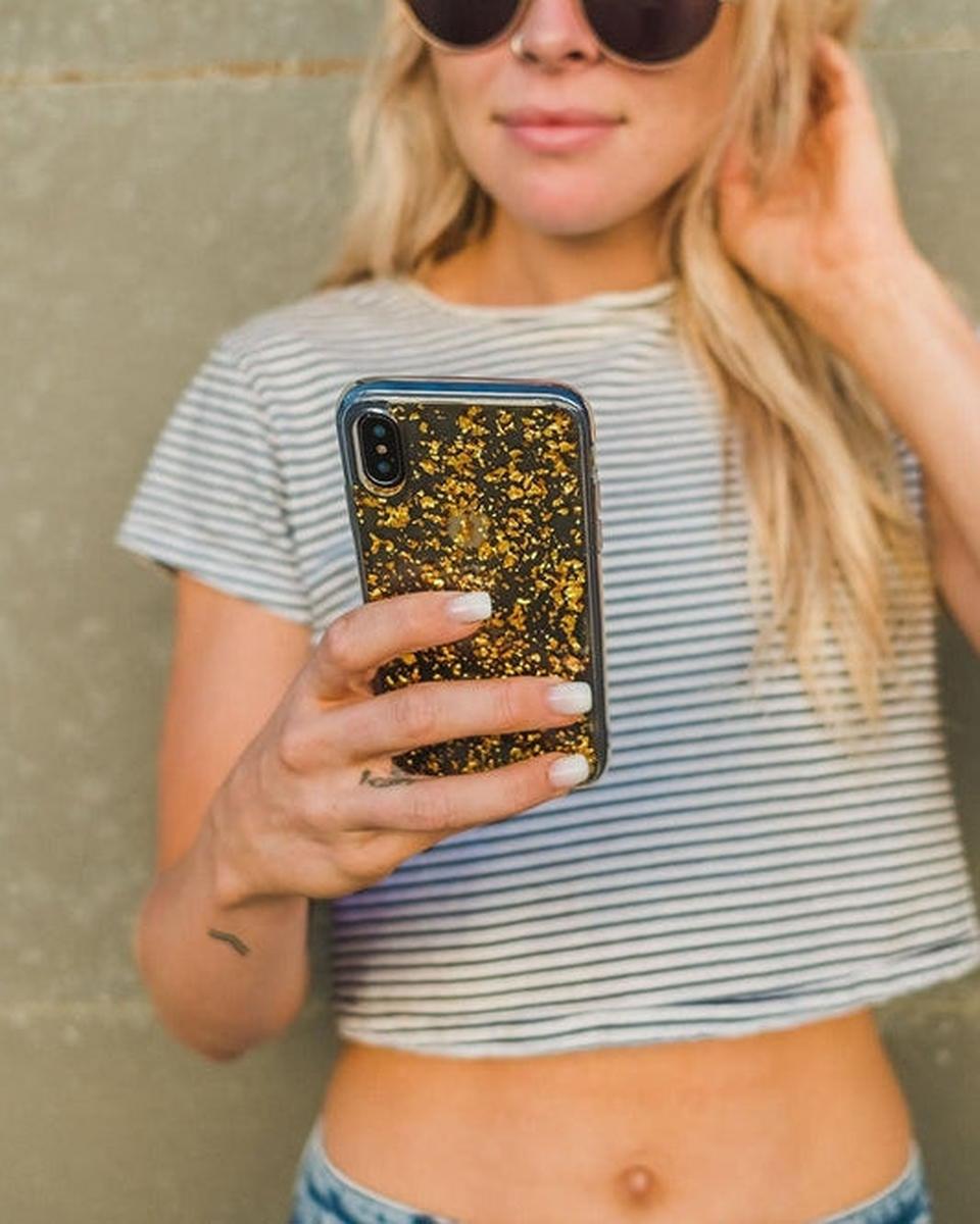 Morning Sparkle | Rose and Gold Flaked Clear Case iPhone Case get.casely