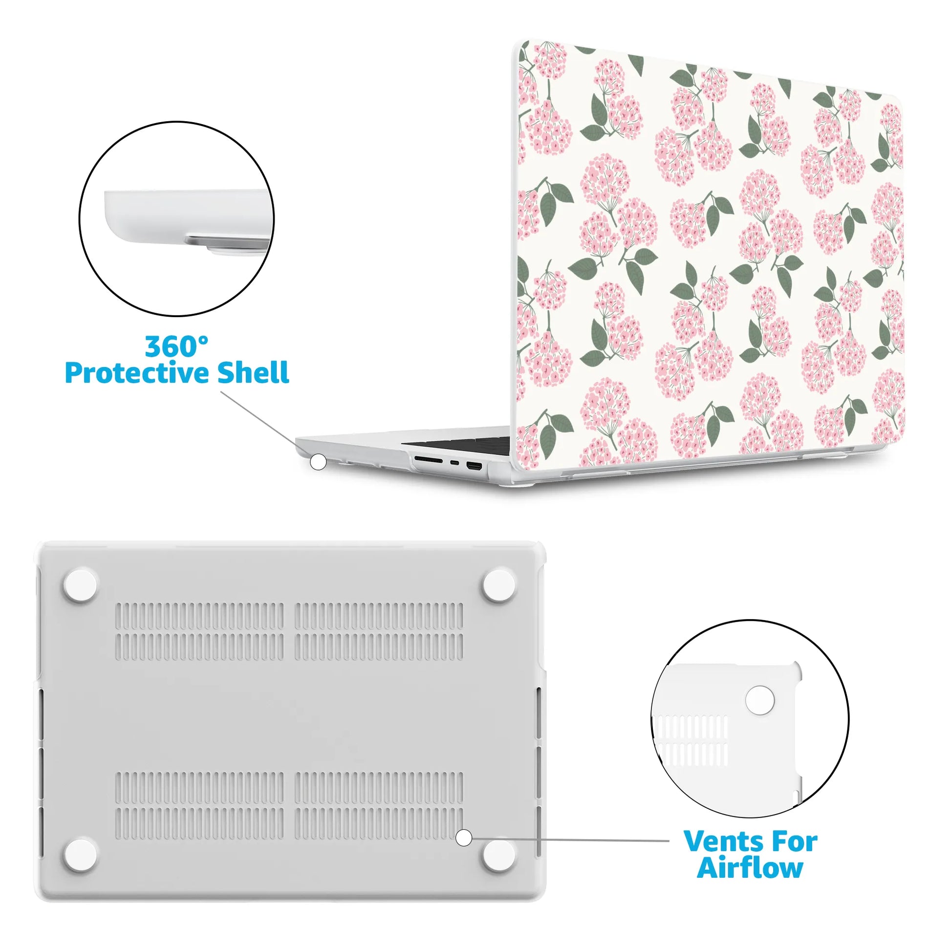 Nantucket Cottage | Pink Hydrangea Laptop Shell