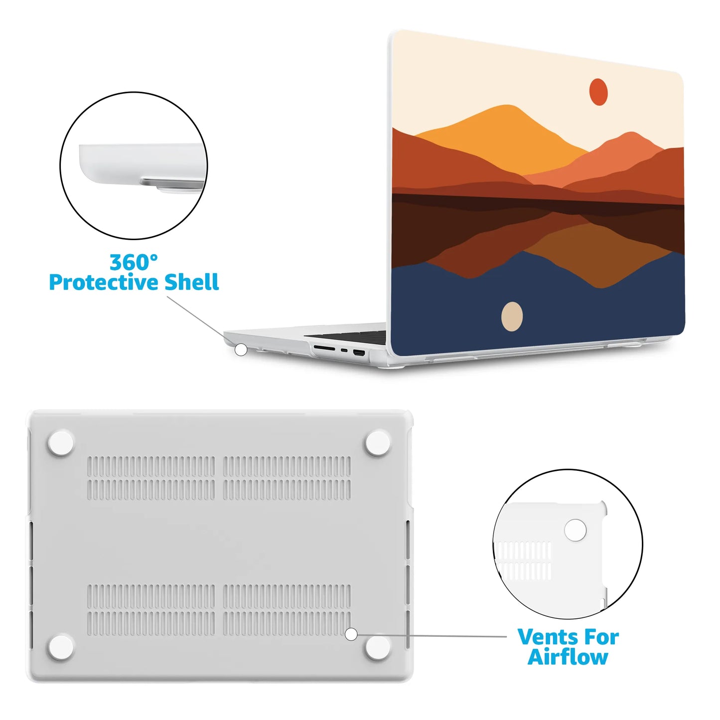 Opposites Attract | Day & Night Colorblock Mountains Laptop Shell