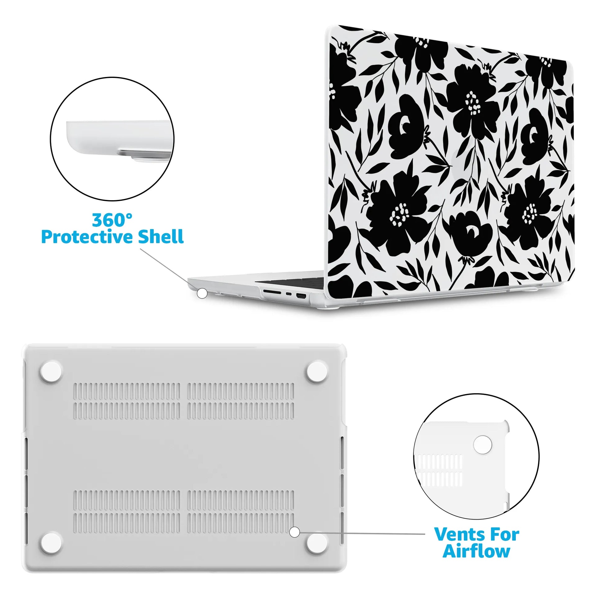 Dark Fantasy | Contrast Floral Laptop Shell