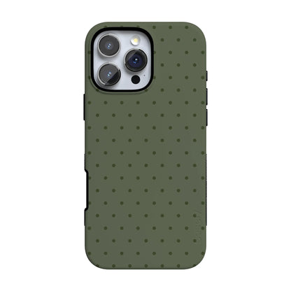 On the Dot | Olive Green Polka Dot Case - iPhone 16 Pro