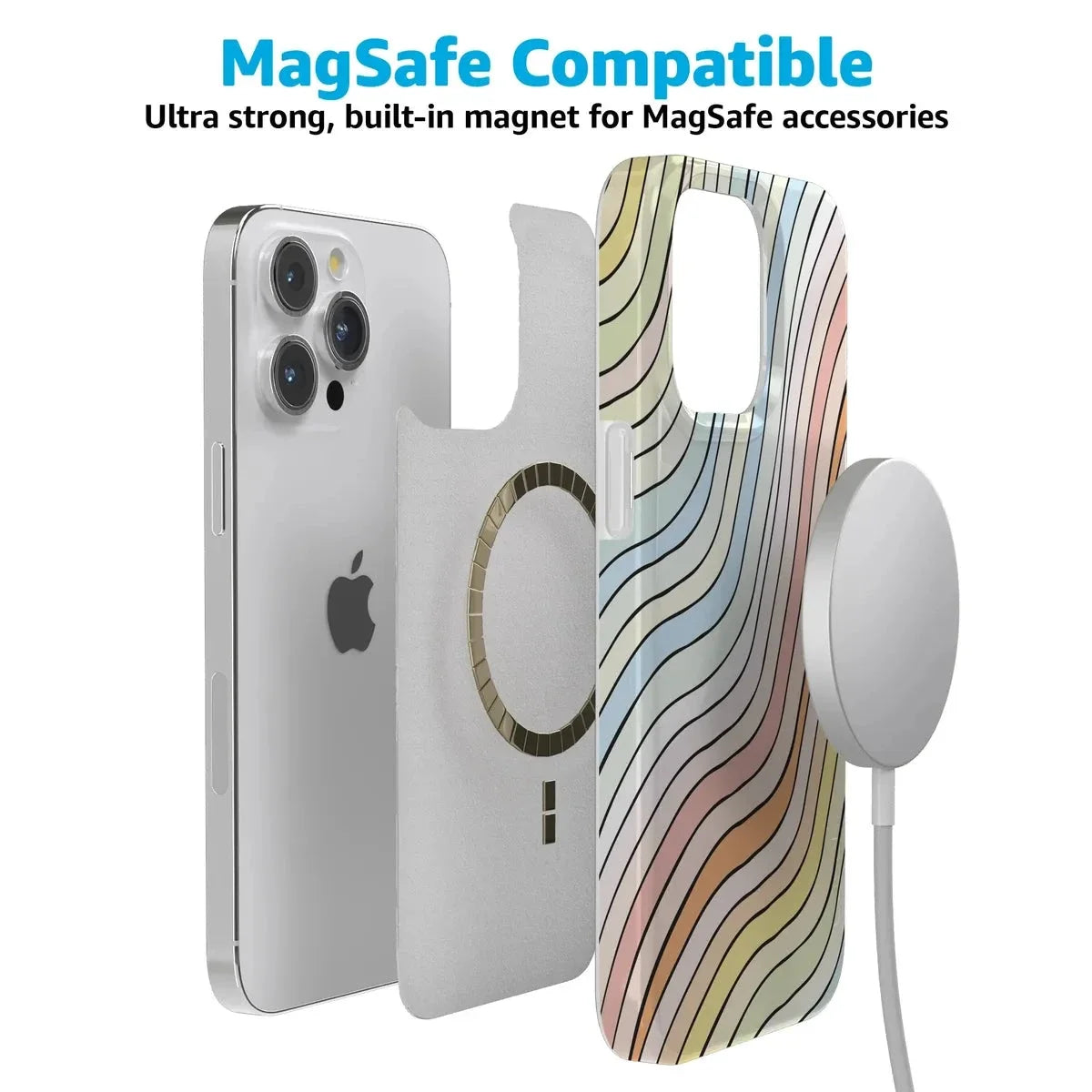 Ride The Wave | Pastel Rainbow Lined Case iPhone Case get.casely