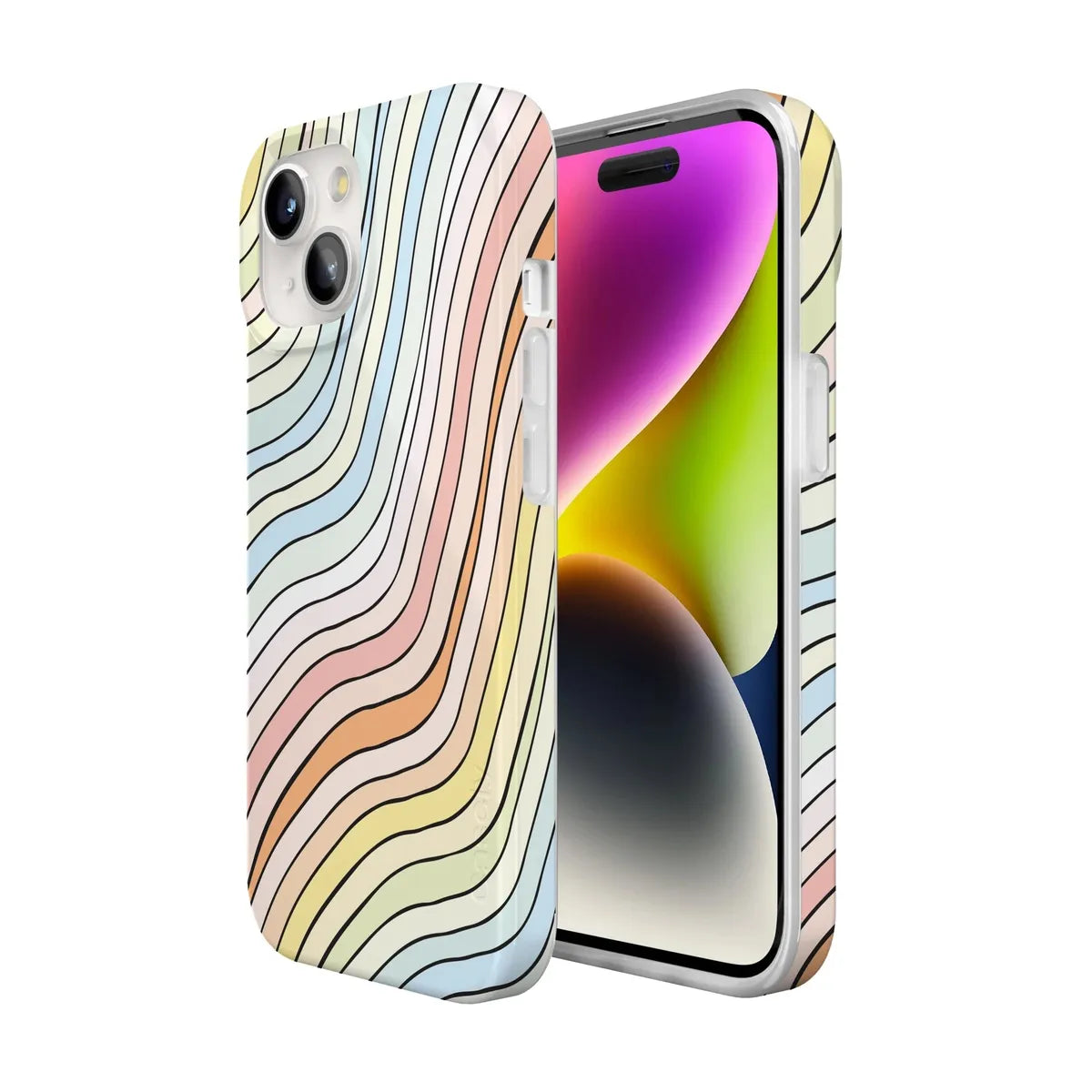 Ride The Wave | Pastel Rainbow Lined Case iPhone Case get.casely