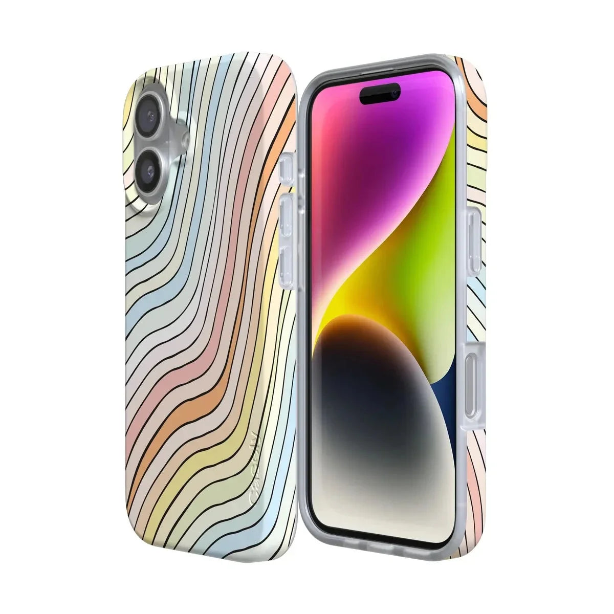 Ride The Wave | Pastel Rainbow Lined Case iPhone Case get.casely