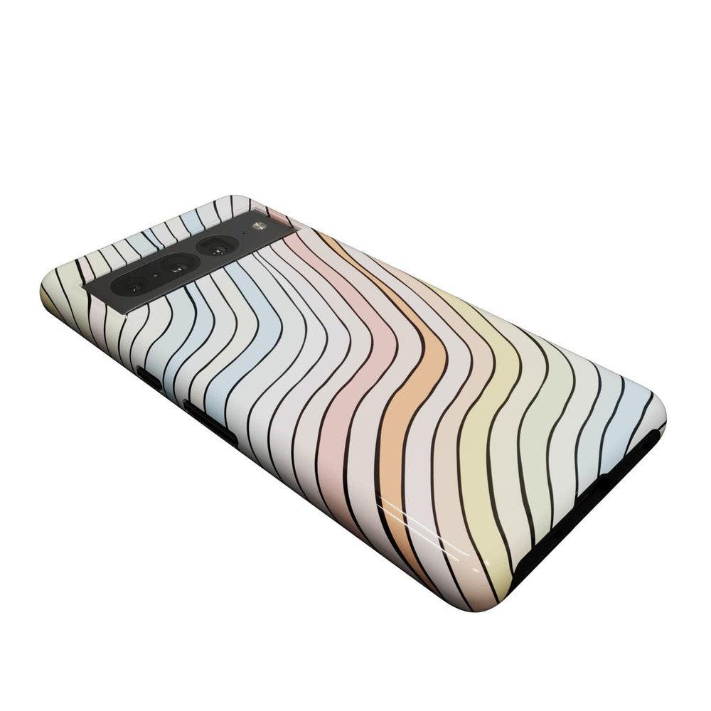 Ride The Wave | Pastel Rainbow Lined Google Pixel Case Google Pixel Case Casetry