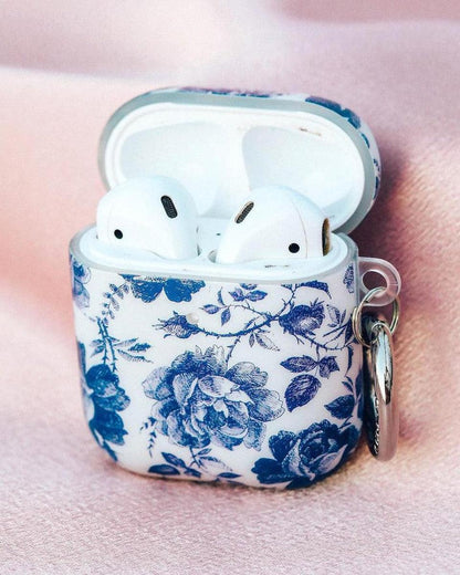 Rose to Fame | Blue & White Rose Floral AirPods Case AirPods Case get.casely