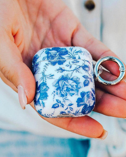 Rose to Fame | Blue & White Rose Floral AirPods Case AirPods Case get.casely