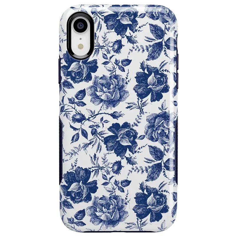 Rose to Fame | Blue & White Rose Floral Case iPhone Case get.casely Bold iPhone XR
