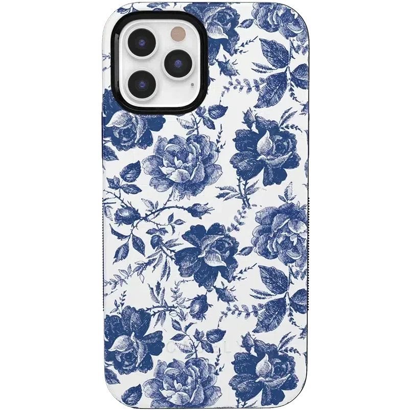 Rose to Fame | Blue & White Rose Floral Case iPhone Case get.casely Bold + MagSafe® iPhone 12 Pro Max