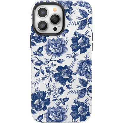 Rose to Fame | Blue & White Rose Floral Case iPhone Case get.casely Bold + MagSafe® iPhone 14 Pro Max