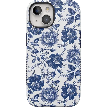 Rose to Fame | Blue & White Rose Floral Case iPhone Case get.casely Bold + MagSafe® iPhone 15 Plus