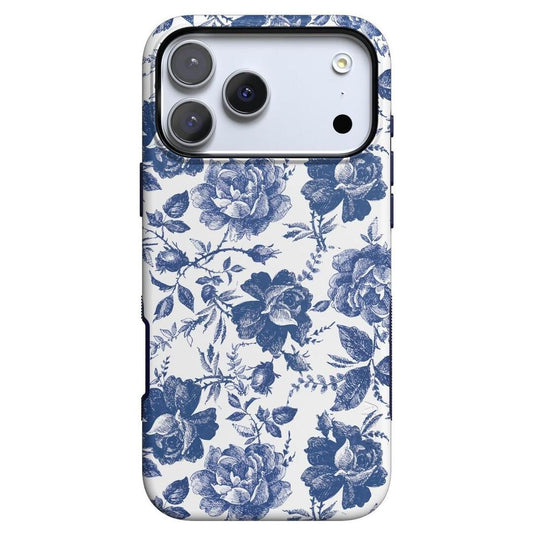 Rose to Fame | Blue & White Rose Floral Case iPhone Case get.casely Bold + MagSafe® iPhone 17 Pro Max