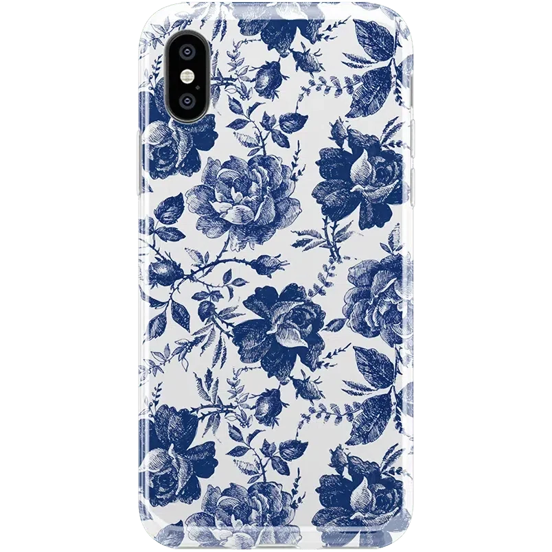 Rose to Fame | Blue & White Rose Floral Case iPhone Case get.casely Classic iPhone XS Max