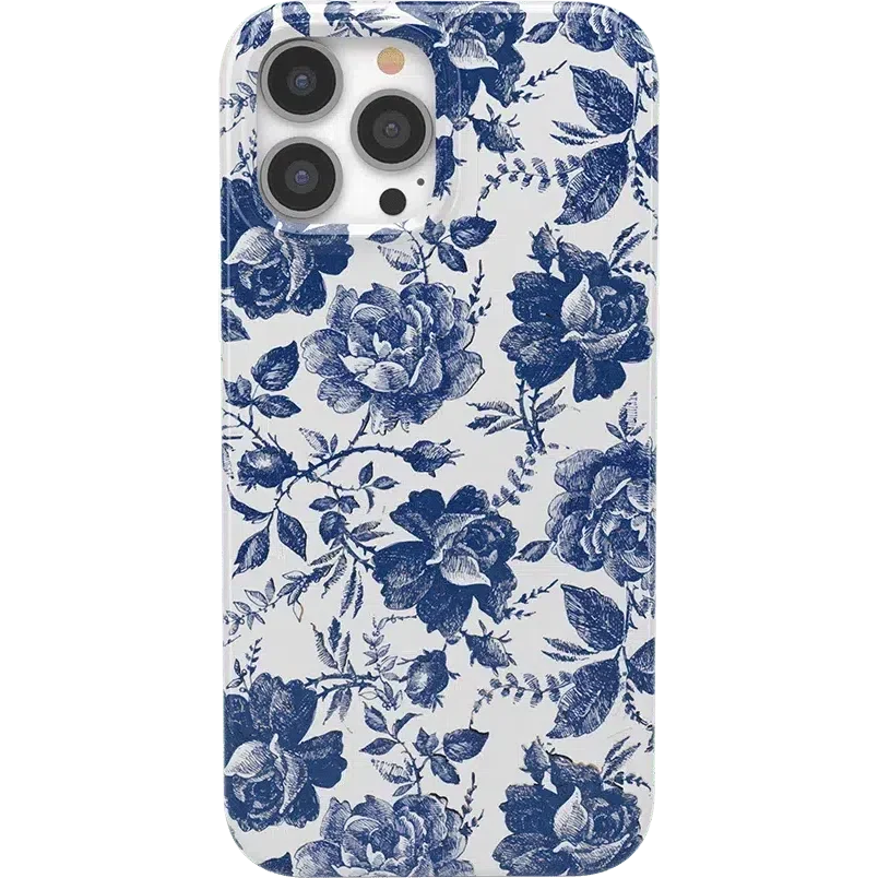 Rose to Fame | Blue & White Rose Floral Case iPhone Case get.casely Classic + MagSafe® iPhone 13 Pro Max