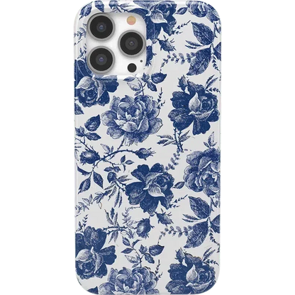 Rose to Fame | Blue & White Rose Floral Case iPhone Case get.casely Classic + MagSafe® iPhone 13 Pro Max