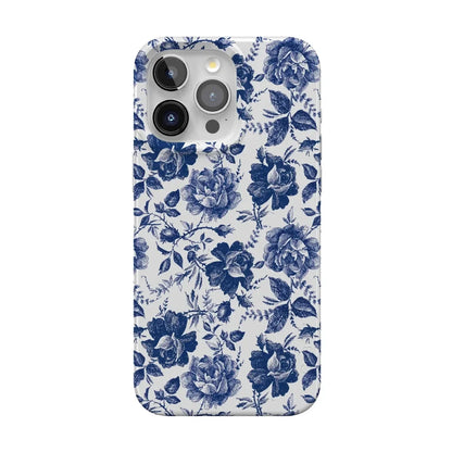 Rose to Fame | Blue & White Rose Floral Case iPhone Case get.casely Classic + MagSafe® iPhone 15 Pro Max