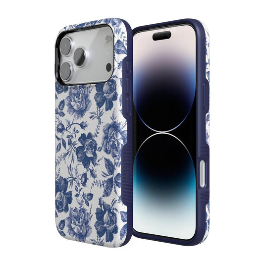Rose to Fame | Blue & White Rose Floral Case iPhone Case get.casely