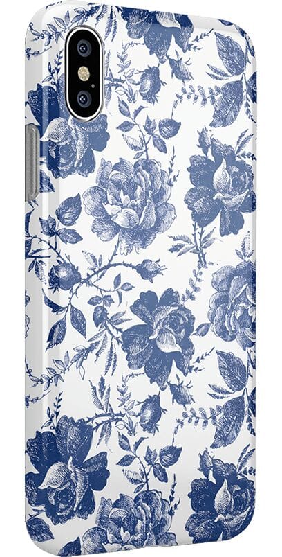 Rose to Fame | Blue & White Rose Floral Case iPhone Case get.casely