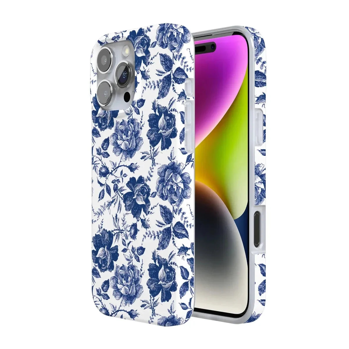 Rose to Fame | Blue & White Rose Floral Case iPhone Case get.casely