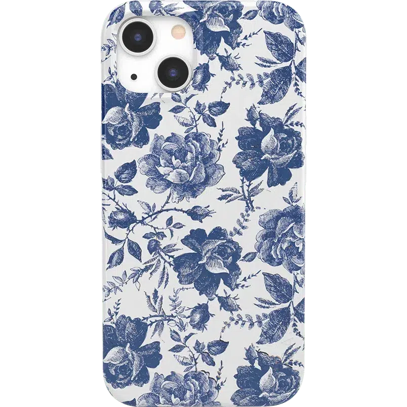 Rose to Fame | Blue & White Rose Floral Case iPhone Case get.casely