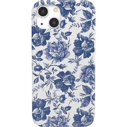 Rose to Fame | Blue & White Rose Floral Case iPhone Case get.casely